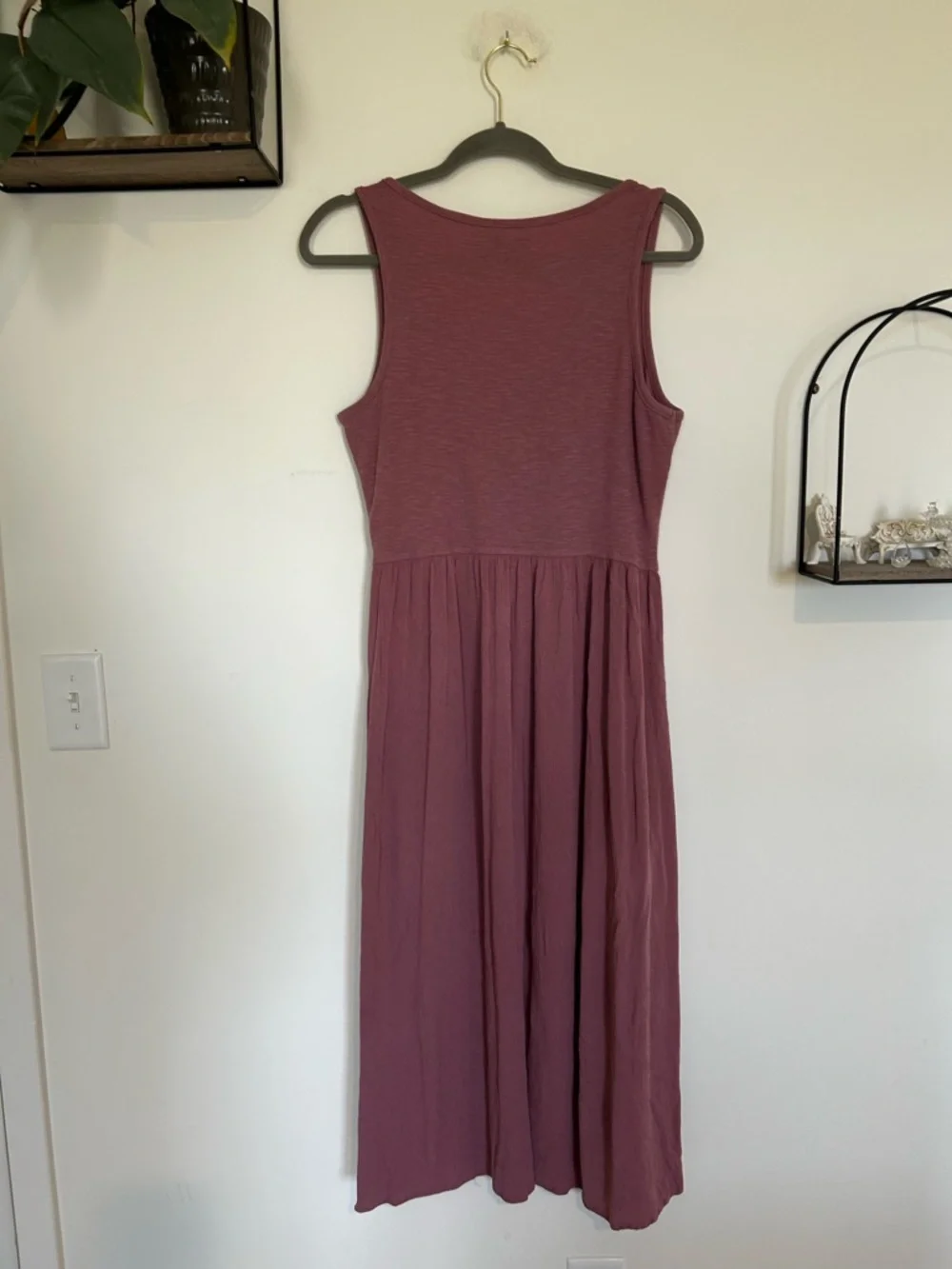 Frye Mauve Sleeveless Scoop Neck Button Front Midi Dress Size Medium - Picture 2 of 6